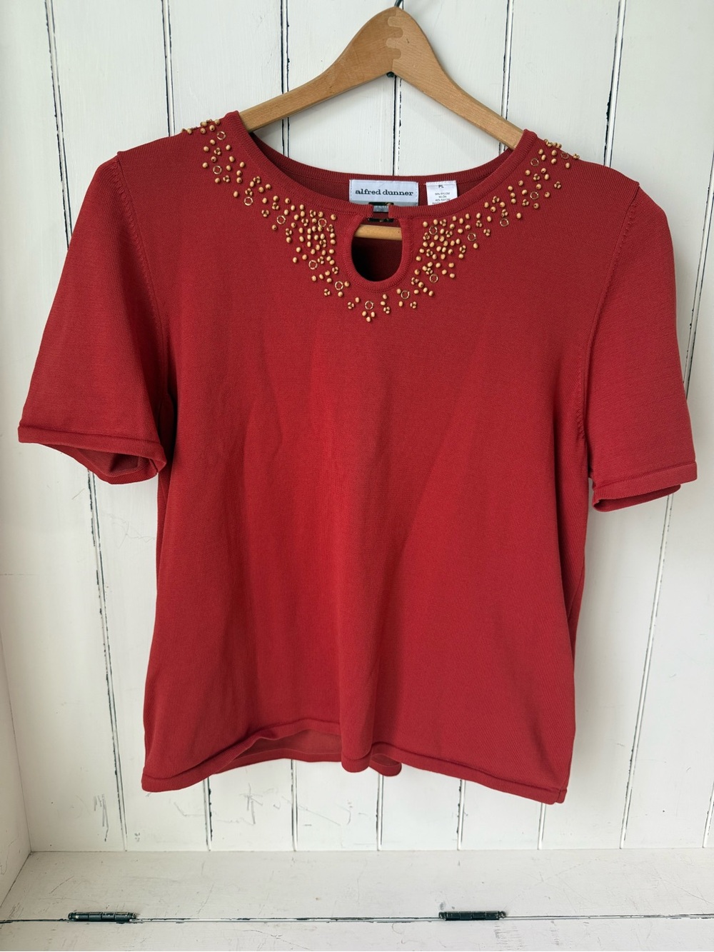 Alfred Dunner Beaded Keyhole Sweater Top